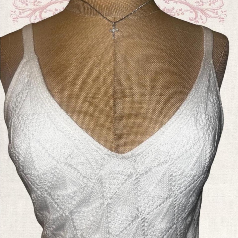 Chic White Diamond-Patterned Midi Boho Beach Vaca… - image 2